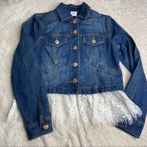 CAbi Denim Dakota Jean W/ Lace Fringe Jacket